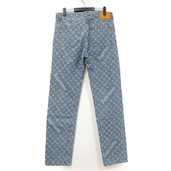 Louis Vuitton Supreme Collaboration Denim 30 Monogram Jacquard Jeans - Picture 2 of 7